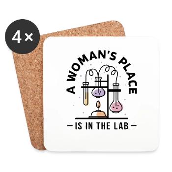 Science - la place d’une femme est dans le laboratoire - Dessous de verre (lot de 4) - blanc - Devant