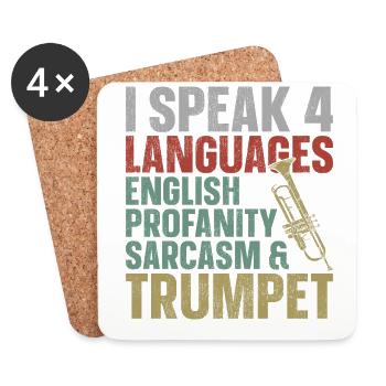Trumpet Player Vintage Retro I - Coasters (set of 4) - white - Front