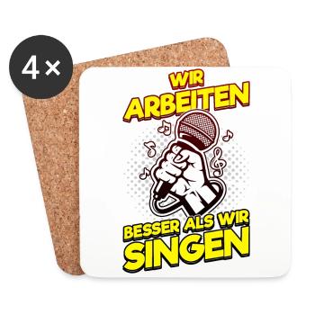 Karaoke Musik Singen Arbeit, Büro Weihnachtsfeiern - Untersetzer (4er-Set) - Weiß - Vorne