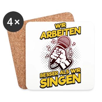 Karaoke Musik Singen Arbeit, Büro Weihnachtsfeiern - Untersetzer (4er-Set) - Weiß - Vorne