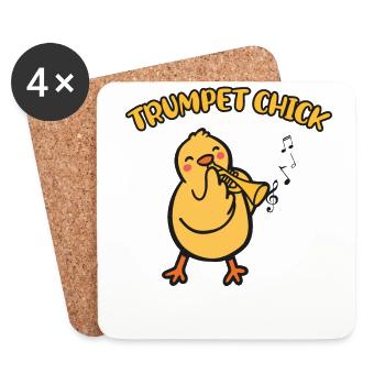 Trumpet Player Girl Chicken - Untersetzer (4er-Set) - Weiß - Vorne