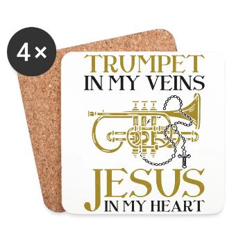 Trumpet Player Jesus Faith - Untersetzer (4er-Set) - Weiß - Vorne