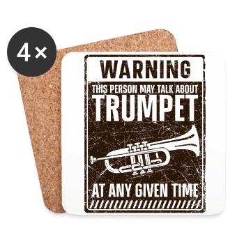 Trompette Vintage Warning - Dessous de verre (lot de 4) - blanc - Devant