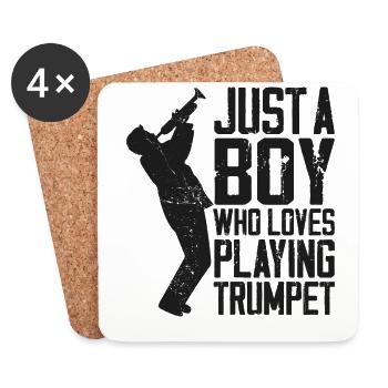 Trumpet Player Vintage Just A Boy - Untersetzer (4er-Set) - Weiß - Vorne