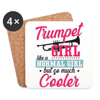 Trumpet Player Girl Trumpet Girl - Coasters (set of 4) - white - Front