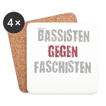 Bassisten gegen Rassisten Bassspieler gegen Rechts - Untersetzer (4er-Set) - Weiß - Vorne