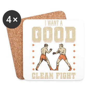 Boxen Arts Martiaux Boxe Box Club Boxer - Dessous de verre (lot de 4) - blanc - Devant