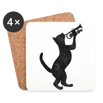 Trumpet Player Cat Vintage - Untersetzer (4er-Set) - Weiß - Vorne