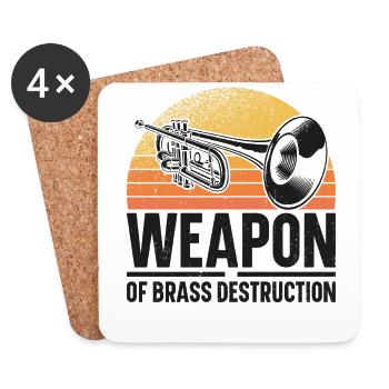 Trumpet Player Pun Retro Vintage - Untersetzer (4er-Set) - Weiß - Vorne