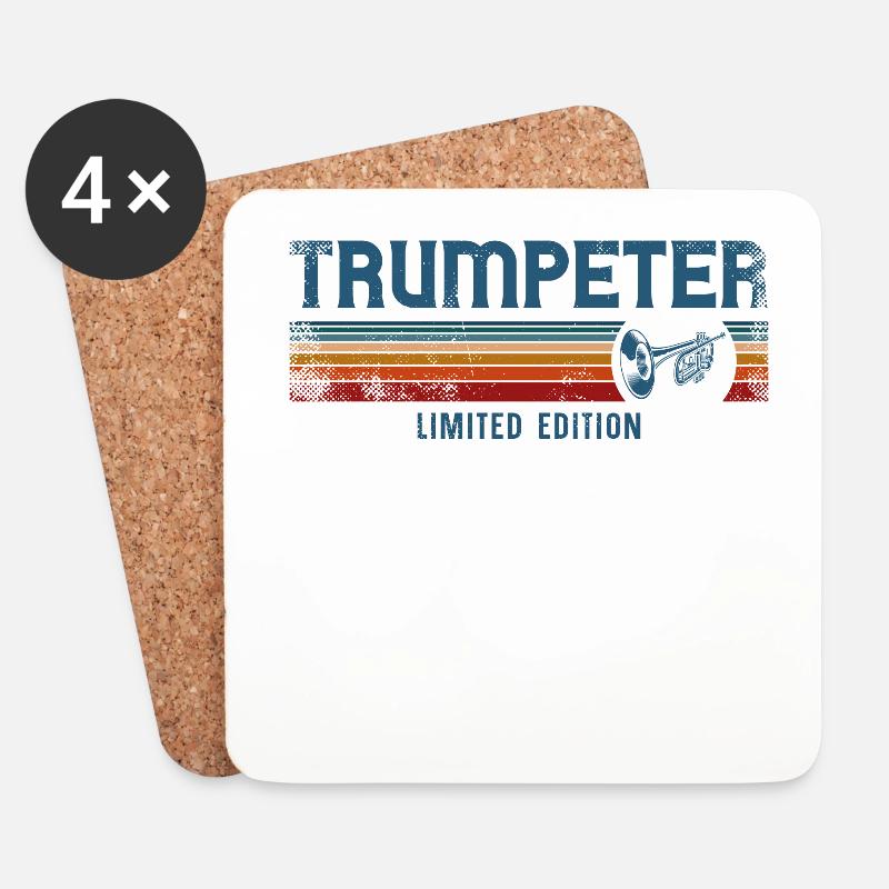 Trumpet Player Retro Vintage - Untersetzer (4er-Set) - Weiß