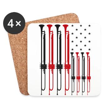 Trumpet Player American Flag - Untersetzer (4er-Set) - Weiß - Vorne