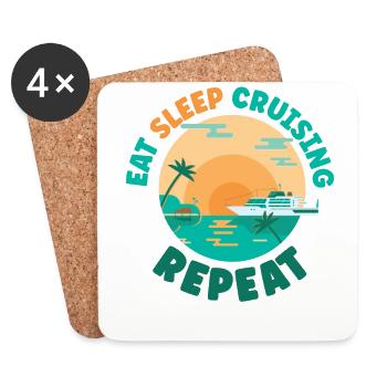 Vacances en bateau de croisière Manger dormir - Dessous de verre (lot de 4) - blanc - Devant