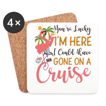 Vacances en bateau de croisière Vous avez de la chance - Dessous de verre (lot de 4) - blanc - Devant