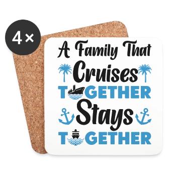 Croisière Vacances Famille A - Dessous de verre (lot de 4) - blanc - Devant