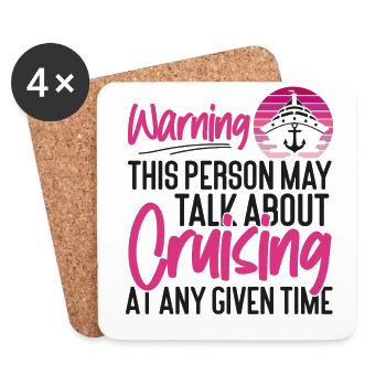 Cruise Ship Vacation Girl Warning - Coasters (set of 4) - white - Front