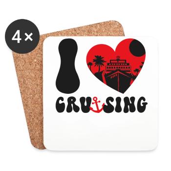 Cruise Ship Vacation Heart I Love - Untersetzer (4er-Set) - Weiß - Vorne