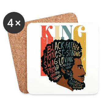 King Proud Melanated Dad Black Father's Day - Coasters (set of 4) - white - Front