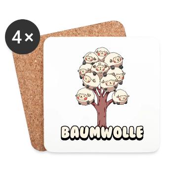 Baumwolle Cotton Tree Animals Fluffy Sheep Earth - Untersetzer (4er-Set) - Weiß - Vorne