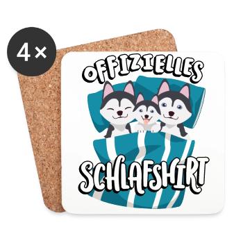 Offizielles Schlafshirt Cute Dog Family Nap Pet - Untersetzer (4er-Set) - Weiß - Vorne