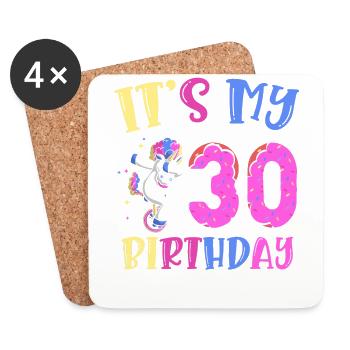 Es Ist Mein 30. Geburtstag Dabbing Unicorn Pony - Untersetzer (4er-Set) - Weiß - Vorne