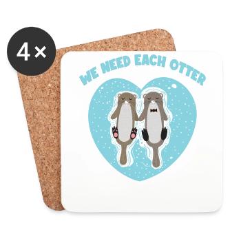Wir Brauchen Jeden Otter | Otter-liebhaber Shirt - Untersetzer (4er-Set) - Weiß - Vorne