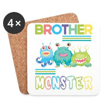 Frère de la famille des monstres d’anniversaire frères et sœurs - Dessous de verre (lot de 4) - blanc - Devant