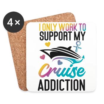 Cruise Ship Vacation I Only Work - Coasters (set of 4) - white - Front