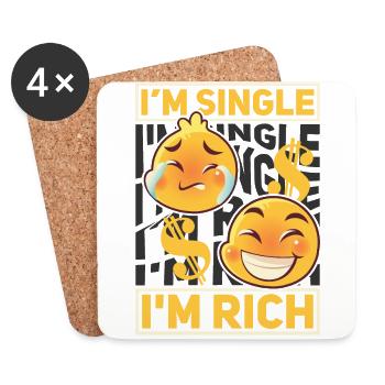 Solo, Single Männer + Frauen, Erstes Date, Reich - Untersetzer (4er-Set) - Weiß - Vorne