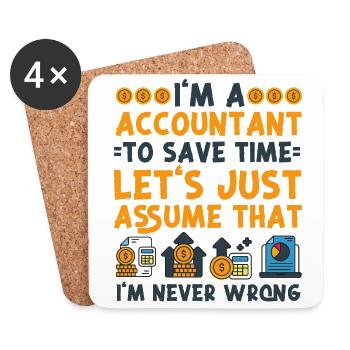 Accountant Bookkeeper Accounting - Coasters (set of 4) - white - Front