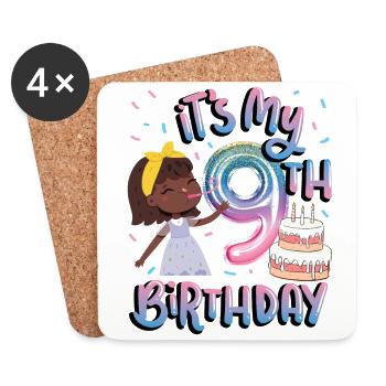 Es Ist Mein 9. Geburtstag Melanin Kid Juneteenth - Untersetzer (4er-Set) - Weiß - Vorne