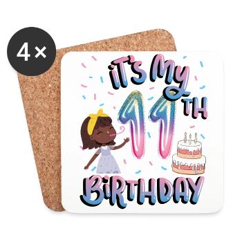 Es Ist Mein 11. Geburtstag Melanin Kid Juneteenth - Untersetzer (4er-Set) - Weiß - Vorne