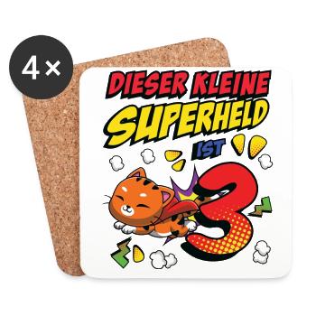 Dieser Kleine Superheld Ist 3 Cat Owner 3rd - Untersetzer (4er-Set) - Weiß - Vorne