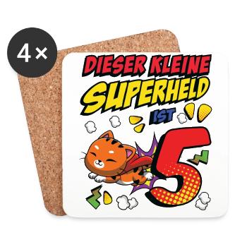 Dieser Kleine Superheld Ist 5 Katzenbesitzer 5. - Untersetzer (4er-Set) - Weiß - Vorne