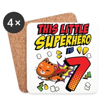 Ce petit super-héros est 7 propriétaire de chat 7. - Dessous de verre (lot de 4) - blanc - Devant