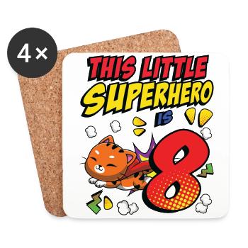Dieser Kleine Superheld Ist 8 Katzenbesitzer 8. - Untersetzer (4er-Set) - Weiß - Vorne