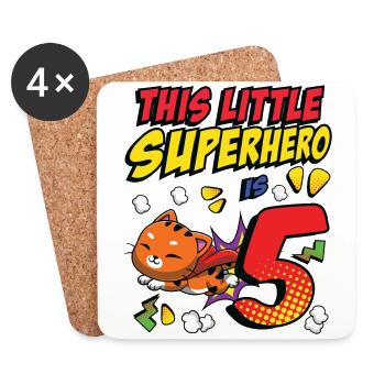 Ce petit super-héros est 5 propriétaires de chat 5. - Dessous de verre (lot de 4) - blanc - Devant