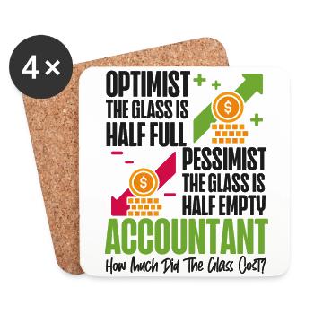 Accountant Bookkeeper Accounting - Coasters (set of 4) - white - Front