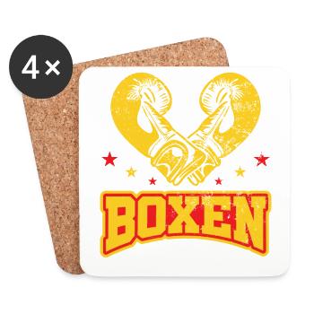 Boxen Arts Martiaux Boxe Box Club Boxeur - Dessous de verre (lot de 4) - blanc - Devant
