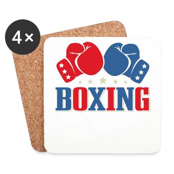 Boxen Arts Martiaux Boxe Box Club Boxeur - Dessous de verre (lot de 4) - blanc - Devant