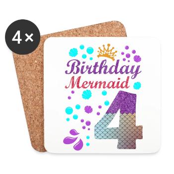 Anniversaire Mermaid 4 Shell Summer Vibe 4 - Dessous de verre (lot de 4) - blanc - Devant