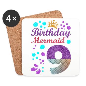 Anniversaire Mermaid 9 Shell Summer Vibe 9 - Dessous de verre (lot de 4) - blanc - Devant