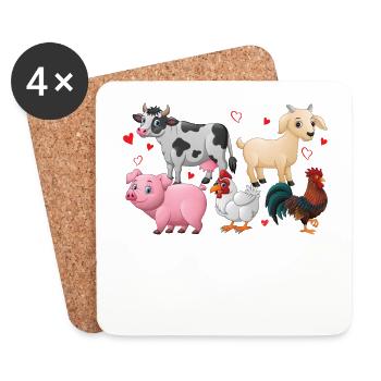 Tierliebhaber Tierschützer Veganer Vegetarier - Untersetzer (4er-Set) - Weiß - Vorne