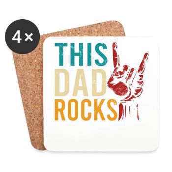 « Ce papa rocks » Meilleur papa, Meilleur papa, Rock and Roll - Dessous de verre (lot de 4) - blanc - Devant