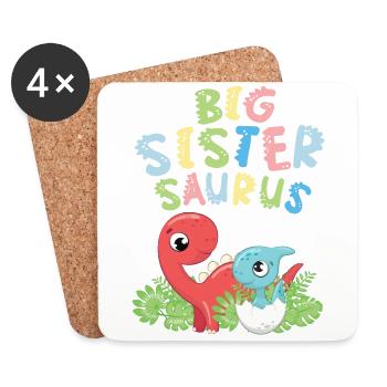 Big sister Saurus siblings Herbivore - Coasters (set of 4) - white - Front