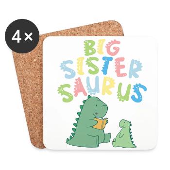Big sister Saurus siblings Herbivore - Coasters (set of 4) - white - Front
