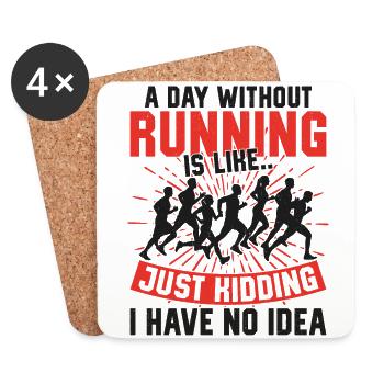 Running Runner Semi-Marathon - Dessous de verre (lot de 4) - blanc - Devant