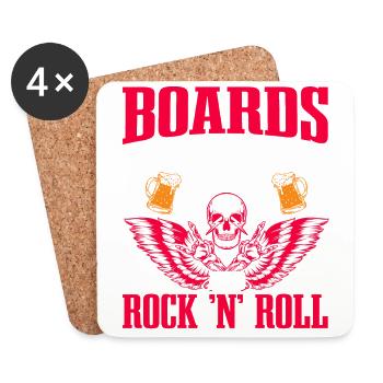 Rock and Roll, Beer Concert Skateboarding - Coasters (set of 4) - white - Front