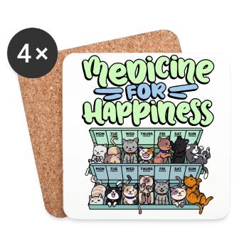 Meine Glückliche Medizin Jeden Tag Pille - Untersetzer (4er-Set) - Weiß - Vorne