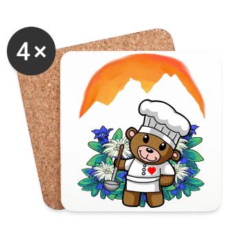 Austria Gourmet Cuisine Hobby Chef Teddy Chef - Coasters (set of 4) - white - Front