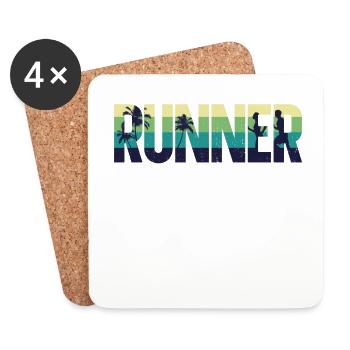 Coureur de course Semi-Marathon Rétro - Dessous de verre (lot de 4) - blanc - Devant